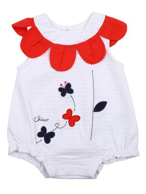 Girls White Sleeveless Knitted Romper